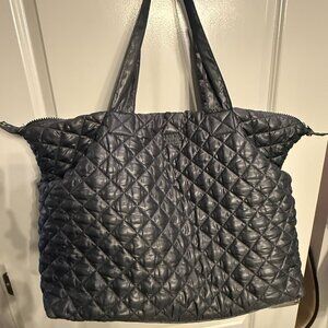 Steve Madden Satchel Bag Womens Black Quilted Tote Shoulder Strap Outdoor Travel
